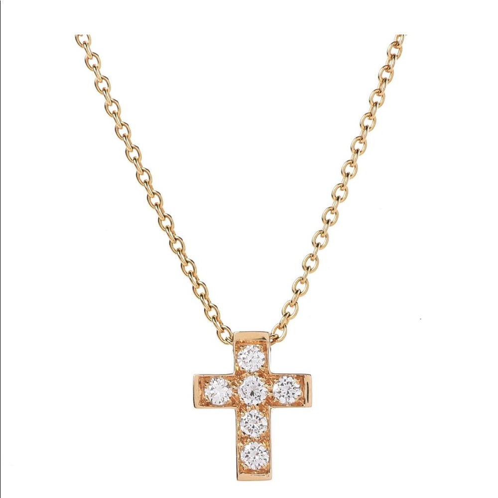 Van Cleef & Arpels Diamond Cross Necklace YG